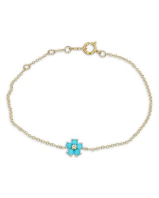 Moon & Meadow - 14K Yellow Gold Turquoise & Diamond Pendant Bracelet, 0.02 tcw