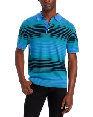 PS Paul Smith - Merino Wool Stripe Sweater Knit Regular Fit Polo Shirt