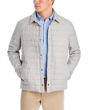 Herno Linen Quilted Down Jacket In Gray