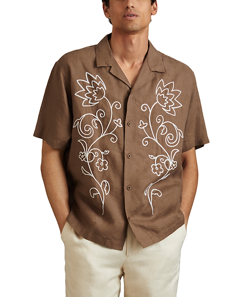 Reiss Sonny Embroidered Camp Shirt