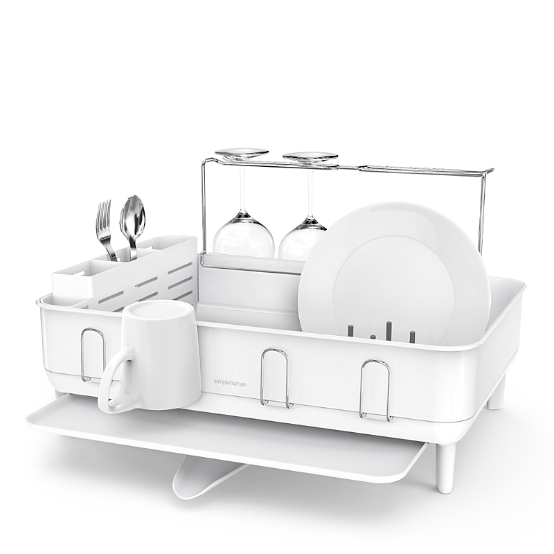Simplehuman Steel Frame Swivel Spout Dishrack In White