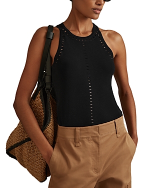 Reiss Cammi Cutout Tank Top In Black