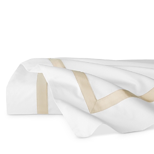 Sferra Estate Woven Cotton Flat Sheet, Full/queen In White/sand