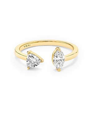 Vrai Mixed Lab-Grown Diamond Cuff Ring in 14K Gold, .50ctw Marquise & Trillion Lab Grown Diamonds