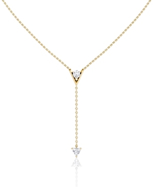V Duo Lariat Necklace in 14K Gold/ 14k White Gold, .50ctw Round Brilliant & Trillion Lab Grown Diamonds, 16-18