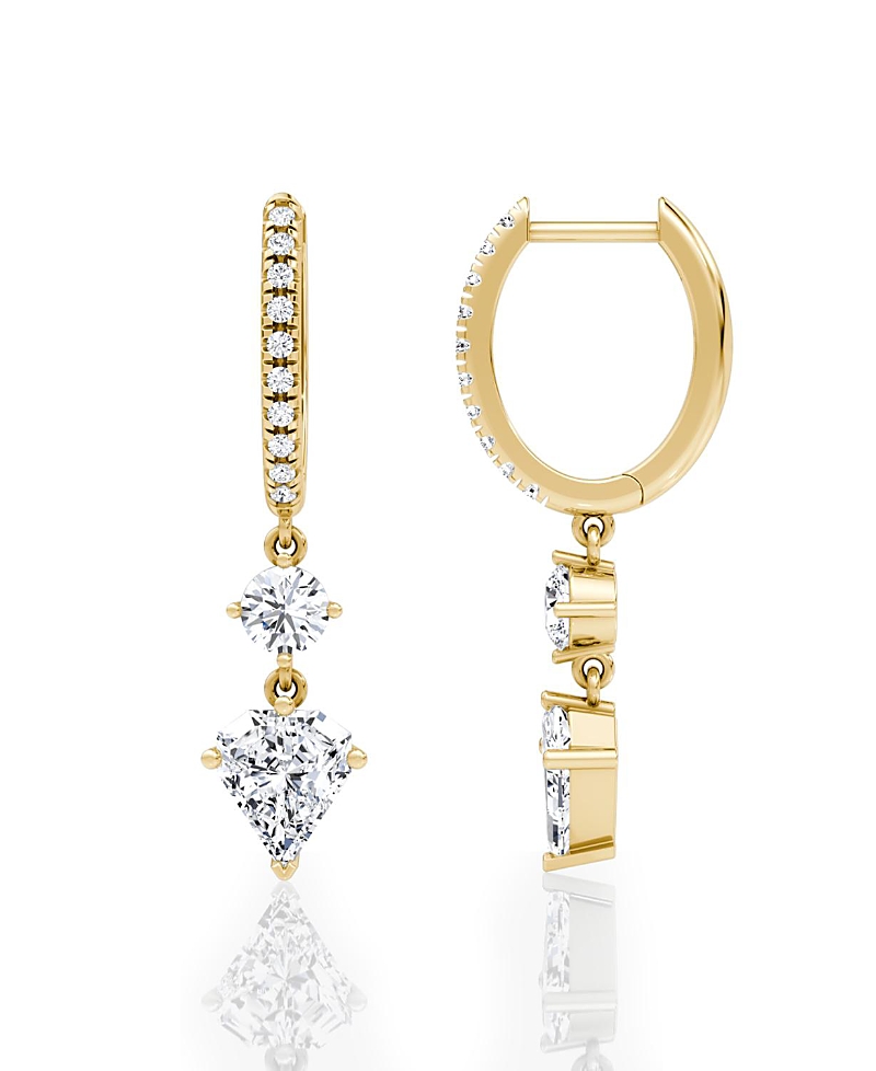 Vrai Duo Shield Drop Hoop in 14K Yellow Gold, 2.0ctw Shield Lab Grown Diamonds · OS