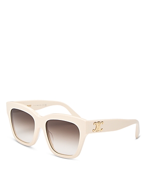 Shop Celine Square Sunglasses, 55mm In Ivory/brown Gradient