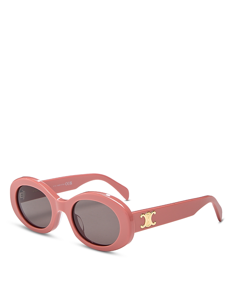 Celine Triomphe Oval Sunglasses, 52mm In Pink/gray Solid