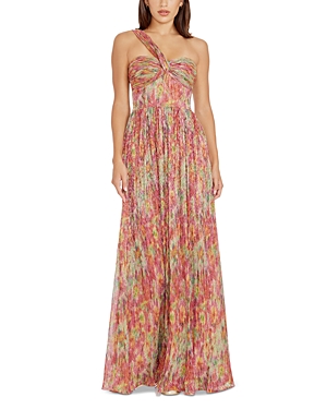 DRESS THE POPULATION DRESS THE POPULATION IDALIA PRINTED METALLIC MAXI DRESS