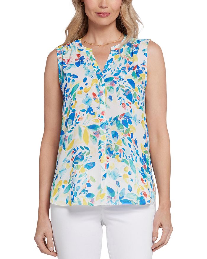 Shop Nydj Sleeveless Pleat Back Blouse In Willow Springs