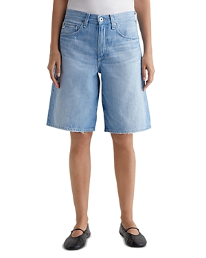 Shop Ag Faded Denim Bermuda Shorts In Sunset Blue