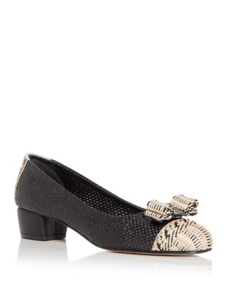 Ferragamo - Women's Vara Bow Woven Block Heel Pumps