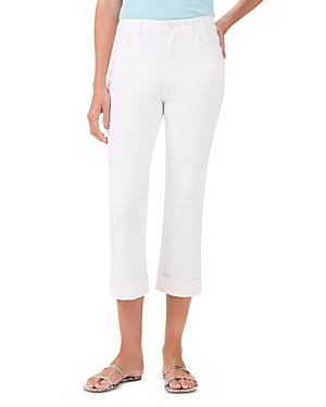 Nic + Zoe High Waist Straight Leg Roll Cuff Jeans In Paper White