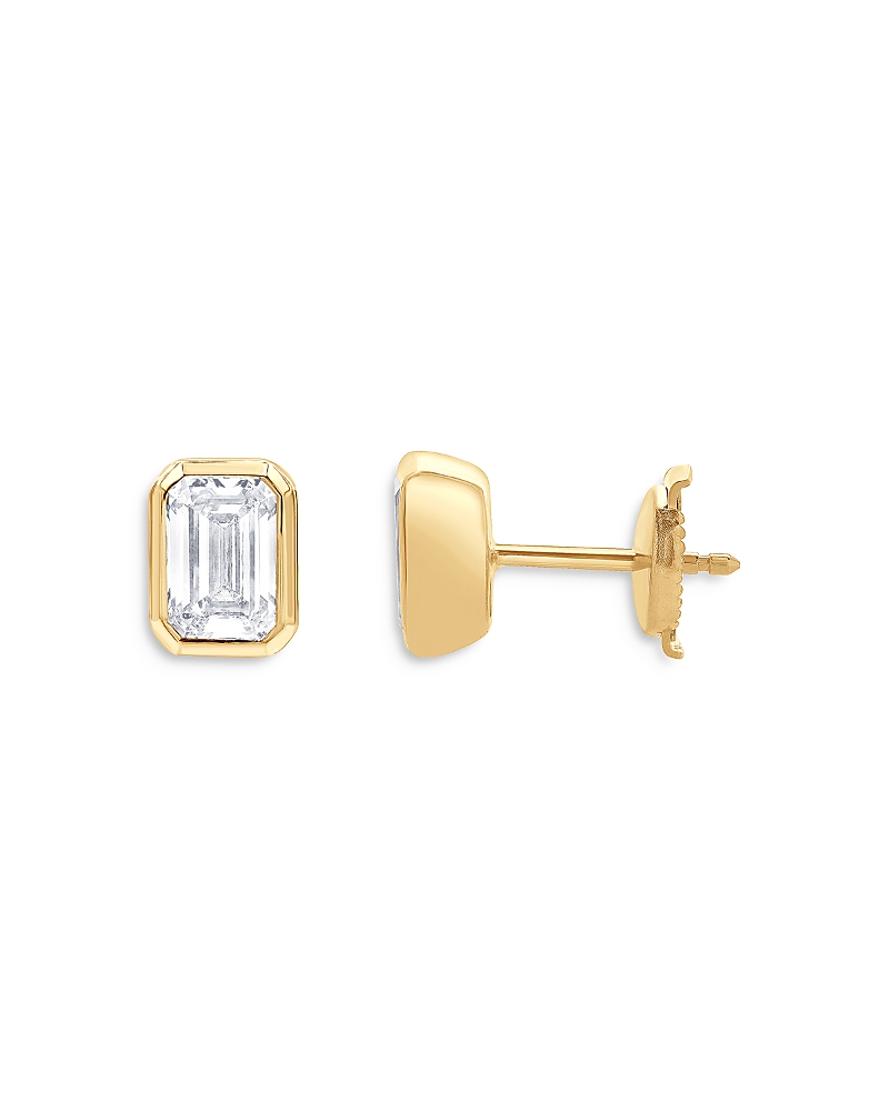 Bloomingdale's Certified Lab Grown Diamond Emerald-cut Bezel Stud Earrings In 18k Yellow Gold, 2.0 Ct. T. W. In Gold