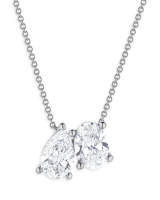 Bloomingdale's Fine Collection - Certified Lab Grown Pear & Oval Diamond Toi Et Moi Pendant Necklace in 18K White Gold, 2.25 ct. t.w.