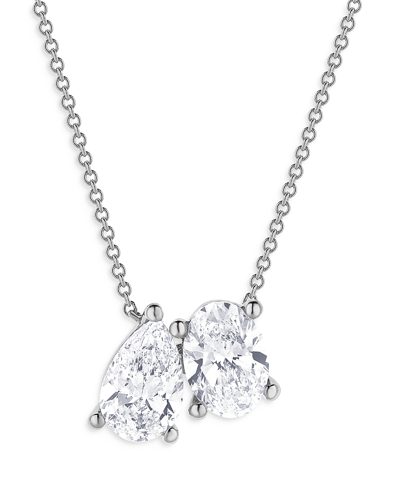 Bloomingdale's Fine Collection Certified Lab Grown Pear & Oval Diamond Toi Et Moi Pendant Necklace in 18K White Gold, 2.25 tcw
