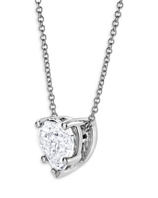 Certified Lab Grown Diamond Heart Pendant Necklace in 18K White Gold, 2.0 tcw