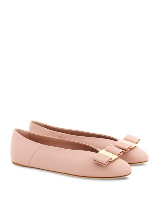 FERRAGAMO - Women's Vanna Leather Hardware Bow Flats