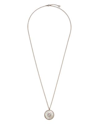 18K Rose Gold-Plated Interlocking Mother of Pearl & Diamond Logo Reversible Pendant Necklace, 27"