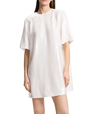 Shop Theory Sequined Oversized Tee Dress In White