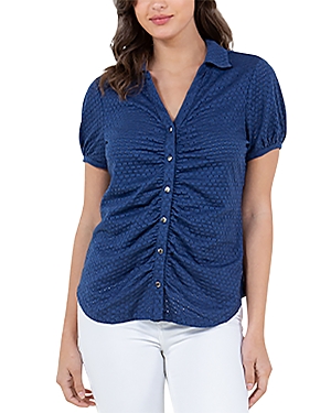 Eyelet Knit Button Front Shirt