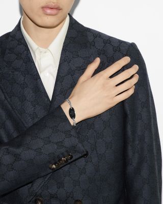 Sterling Silver Trademark Black Enamel Link Bracelet