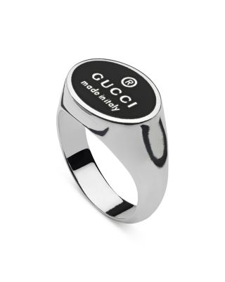 Gucci - Sterling Silver Trademark Black Enamel Ring