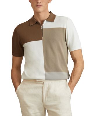 Reiss Delta Color Blocked Half Zip Polo