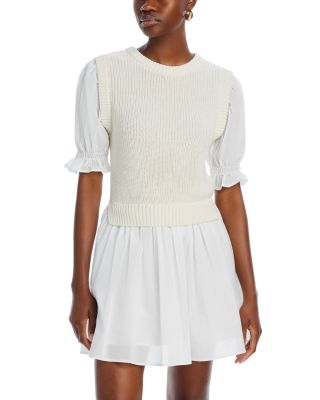 English Factory Mixed Media Layered Mini Dress