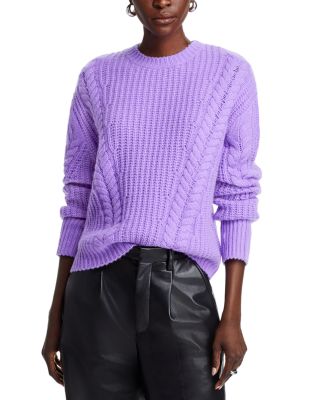 AQUA - Cashmere Crewneck Cable Knit Sweater - Exclusive