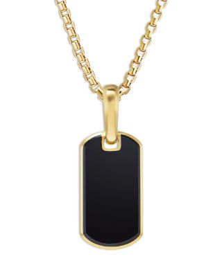Men's Chevron Tag in 18K Yellow Gold with Black Onyx, 21mm