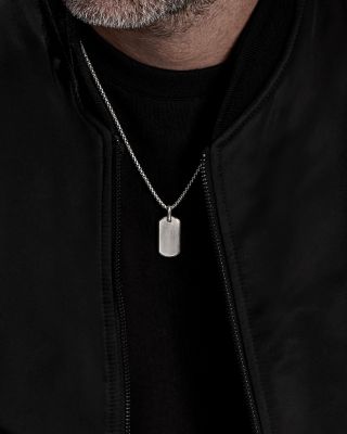 Men's Chevron Tag in Sterling Silver, 27mm