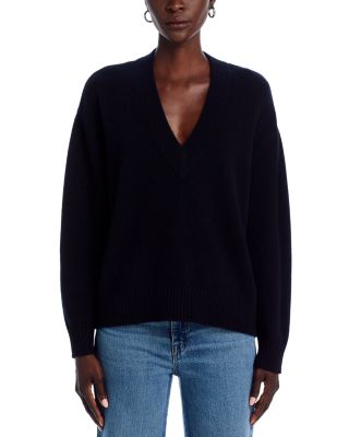 100% Cashmere Drop Shoulder V Neck Sweater - Exclusive