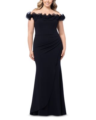 Xscape - Ruffle Neck Scuba Crepe Gown