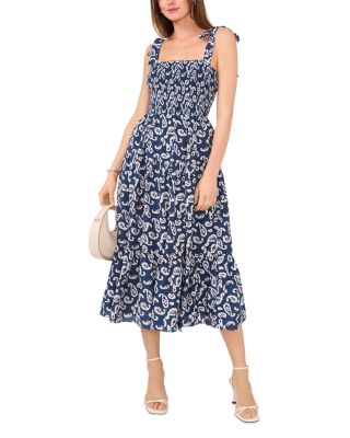 1.STATE - Shoulder Tie Smocked Midi Dress