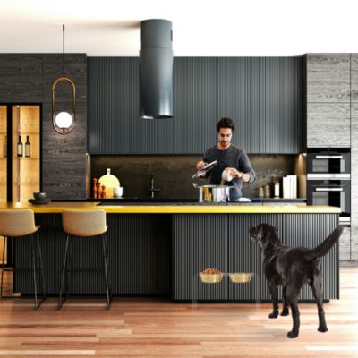 Tall Double Bowl Pet Feeder with Metal Bowls