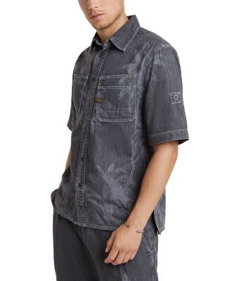 G-STAR RAW - Denim Palm Tree Print Regular Fit Button Down Shirt