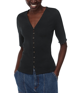 Whistles Button Front Top In Black