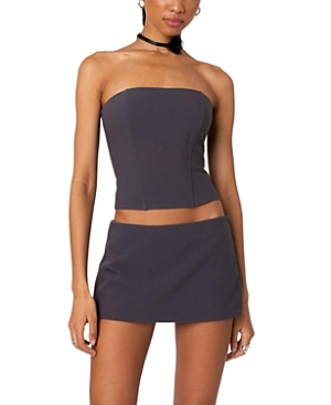 Edikted Piper Strapless Crop Corset In Dark Gray