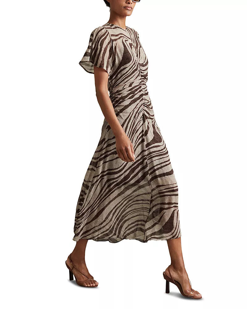 Reiss Tabitha Animal Print Midi Dress
