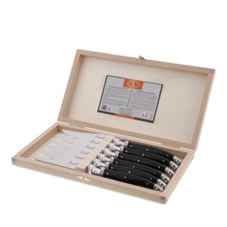 Laguiole Jean Dubost Black Handle Steak Knives, Set of 6