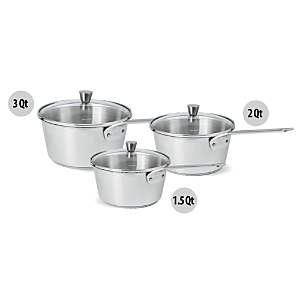 Cristel 3 Pc Stainless Steel Saucepans With Lids Set