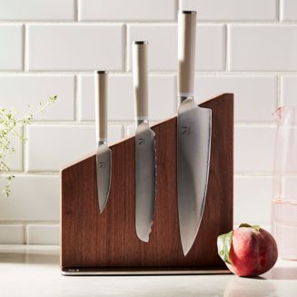 Material Set of 3 Japanese High Carbon Stainless Steel Knives and Holder | Bloomingdale's Kitchen