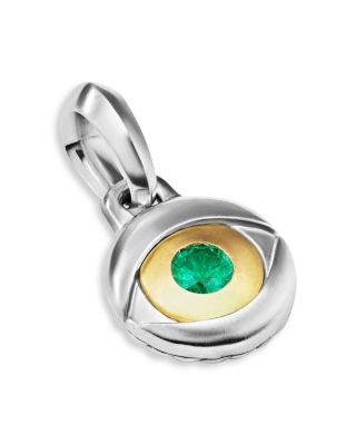 David Yurman - Men's 18K Yellow Gold & Sterling Silver Amulets Emerald Evil Eye Pendant