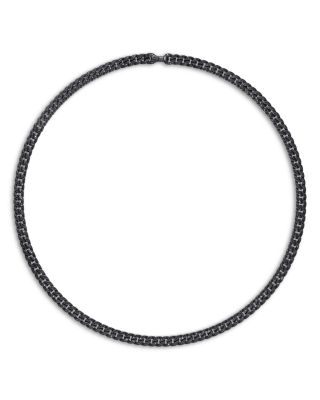 Men's Curb Chain Necklace in Black Titanium with Black Diamonds, 8mm
