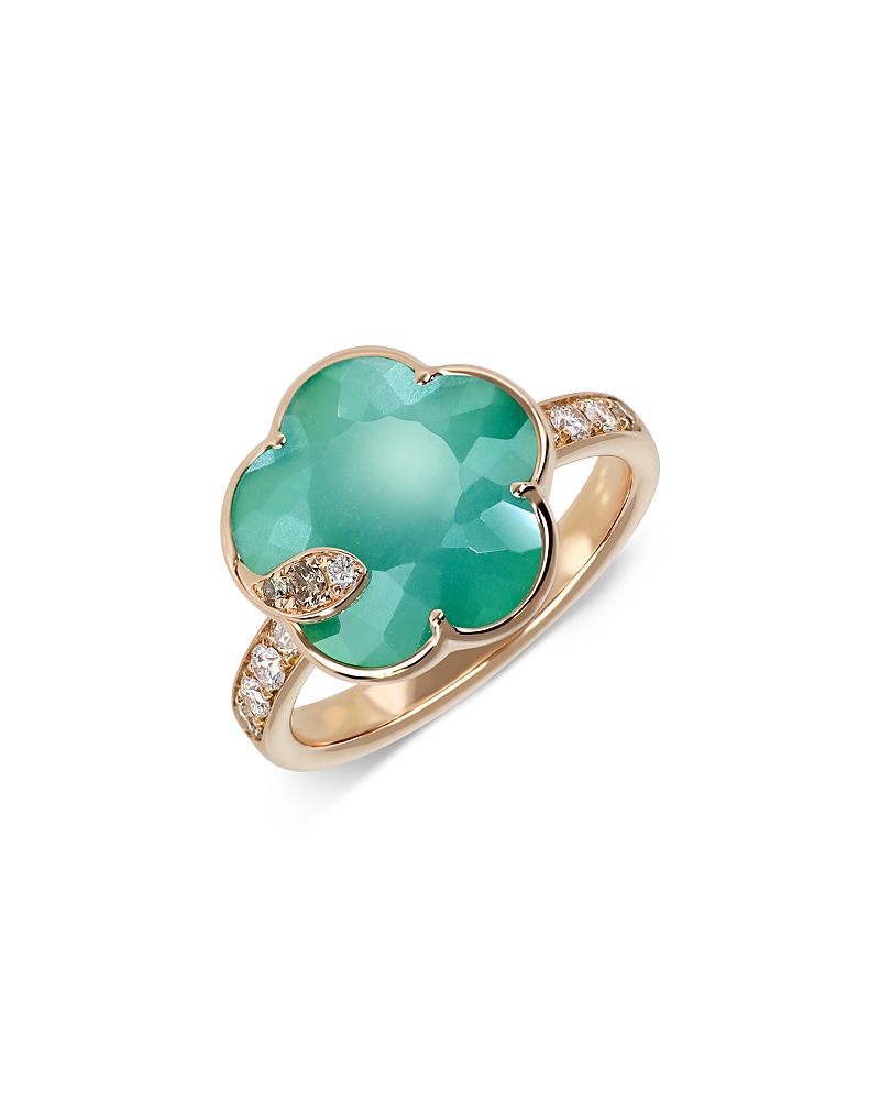 Pasquale Bruni Petit Joli Lunaire 18k Rose Gold Lunar Garden Gem Ring With Diamonds, 0.23 Ct. T. W. In Green/rose Gold