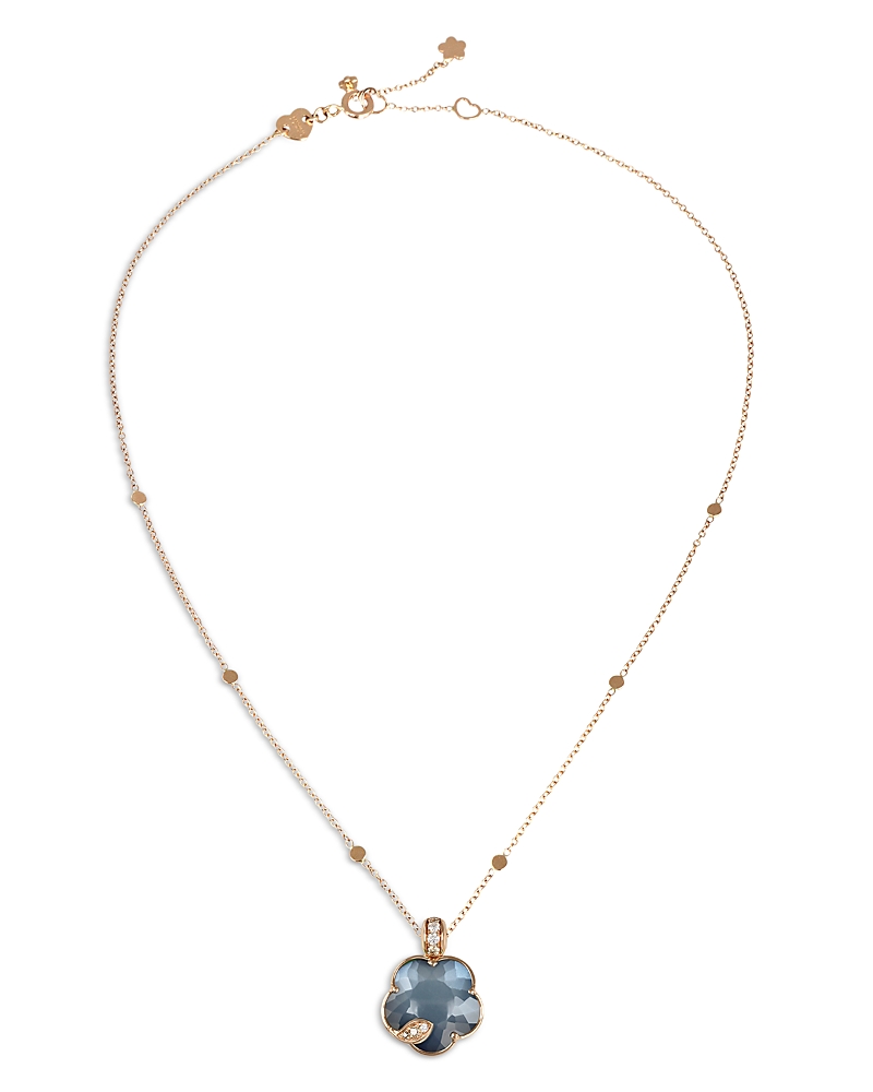 Pasquale Bruni Petit Joli Lunaire 18k Rose Gold Lunar Garden Gem Necklace With Diamonds, 0.12 Ct. T. W. In Blue/rose Gold