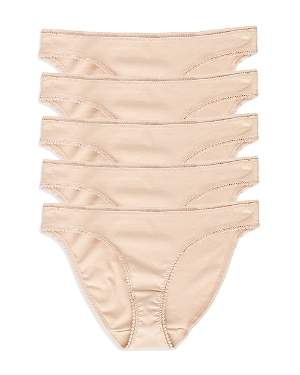 On Gossamer Cabana Cotton Bikinis, Set Of 5 In Champagne