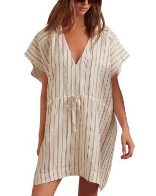 REISS - Linen Cotton Striped Cover Up Dress