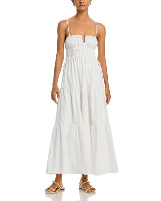 Moon River Shirred Cotton Midi Dress
